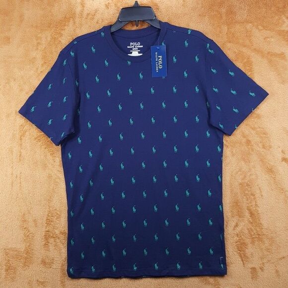 POLO RALPH LAUREN Shirt Mens Medium Navy Short Sleeve Pony Logo T-Shirt Tee - Picture 1 of 7